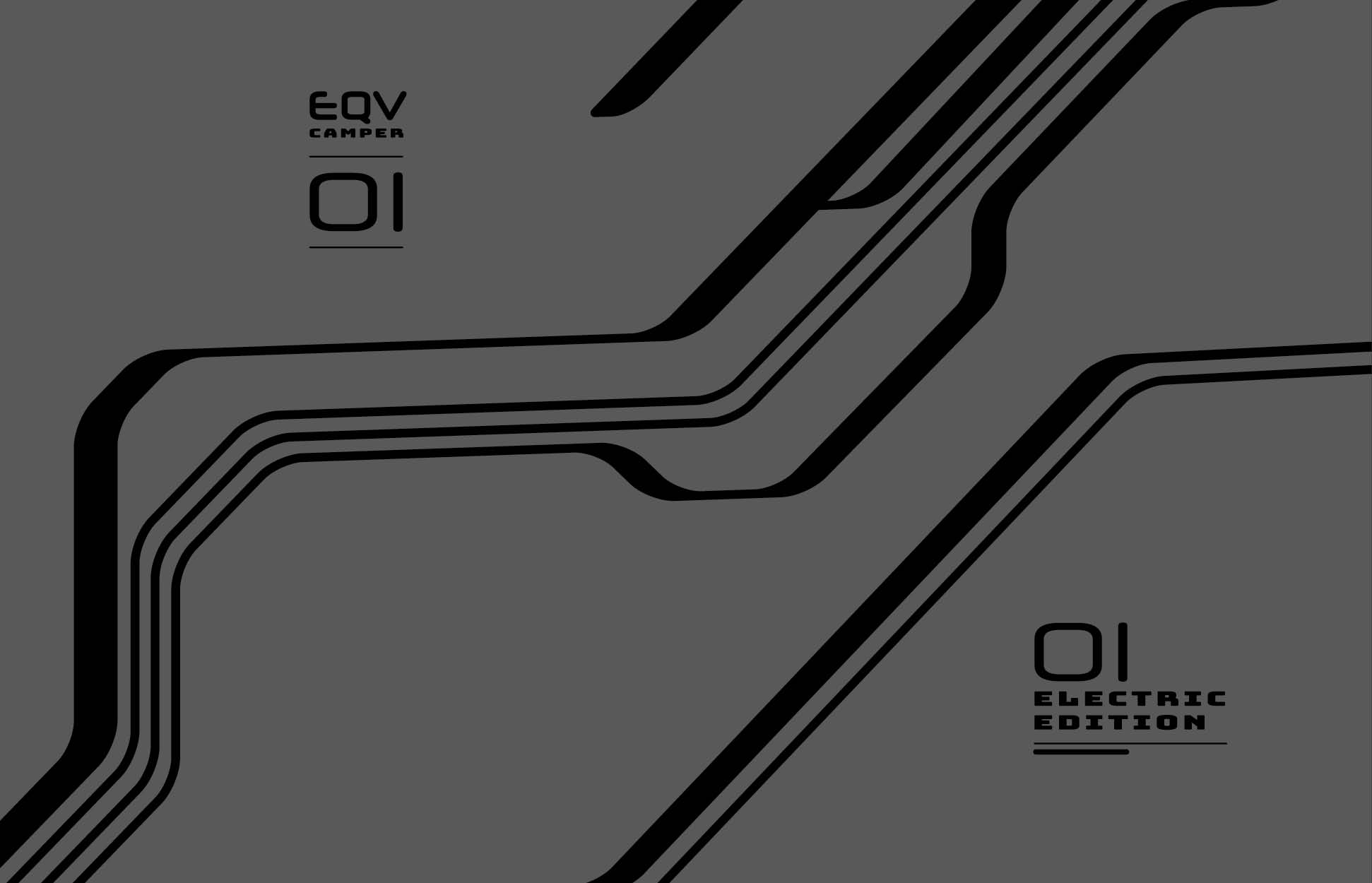 EQV Electric Edition 01 – grafisches Designmotiv für Fahrzeugfolierung EQV Electric Edition 01 Designmotiv in dunklem Grau mit technischen Linien