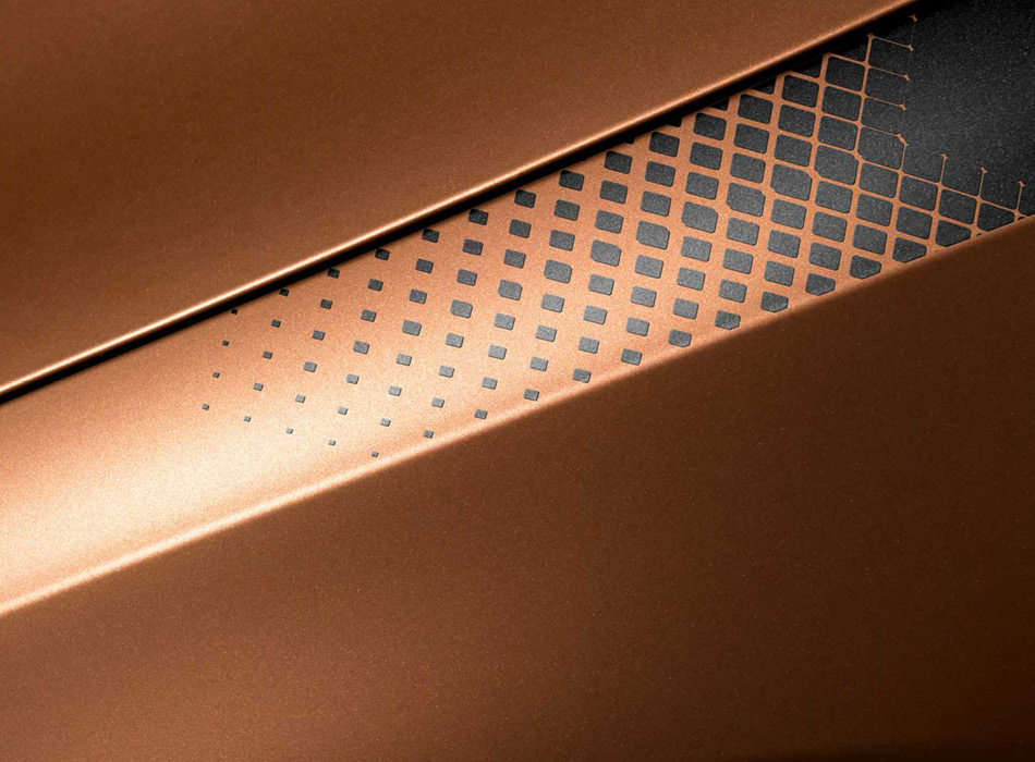 Morphende Struktur in Bronze – elegante Designfolie mit warmem Metall-Effekt Detailansicht einer bronzefarbenen Folie mit morphenden Mustern und sanftem Glanz