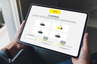 Preisrechner für Van-Folierung – Kosten online berechnen | VÄN Tablet mit geöffnetem Preisrechner zur Van-Folierung – Auswahl für Folienanteile, Fahrzeugmaße und Modell